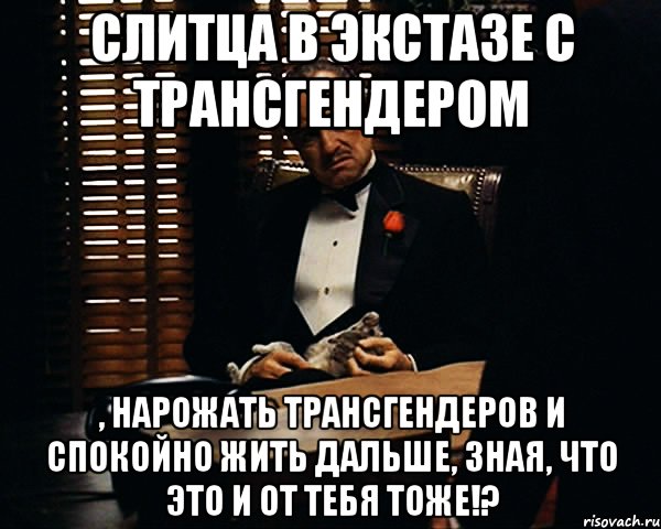 Слитца в экстазе с трансгендером , нарожать трансгендеров и спокойно жить дальше, зная, что ЭТО и от тебя тоже!?, Мем Дон Вито Корлеоне