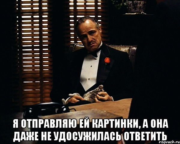  я отправляю ей картинки, а она даже не удосужилась ответить, Мем Дон Вито Корлеоне