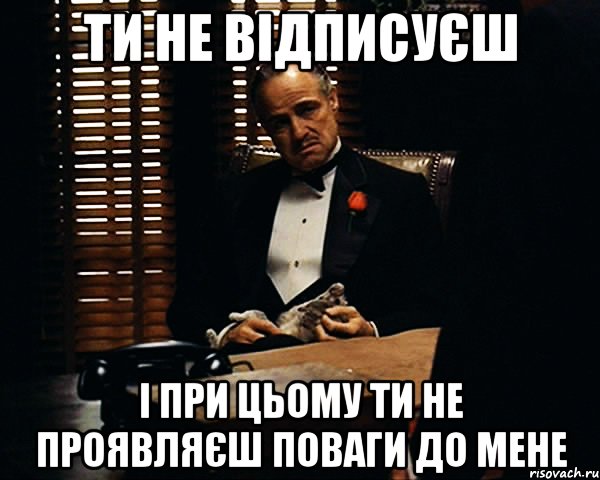 Ти не відписуєш і при цьому Ти не проявляєш поваги до мене, Мем Дон Вито Корлеоне