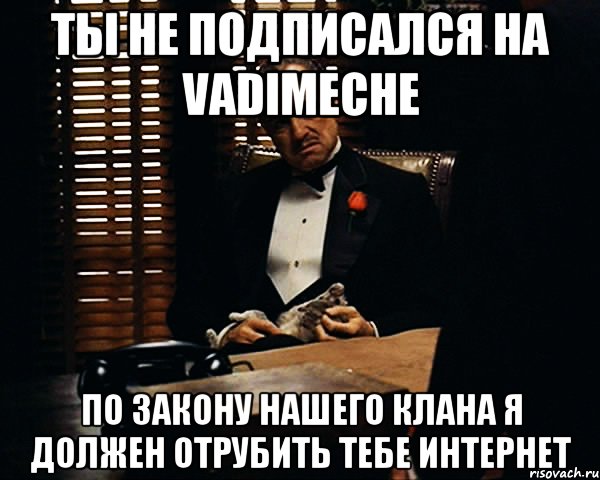 ты не подписался на vadimeche по закону нашего клана я должен отрубить тебе интернет, Мем Дон Вито Корлеоне