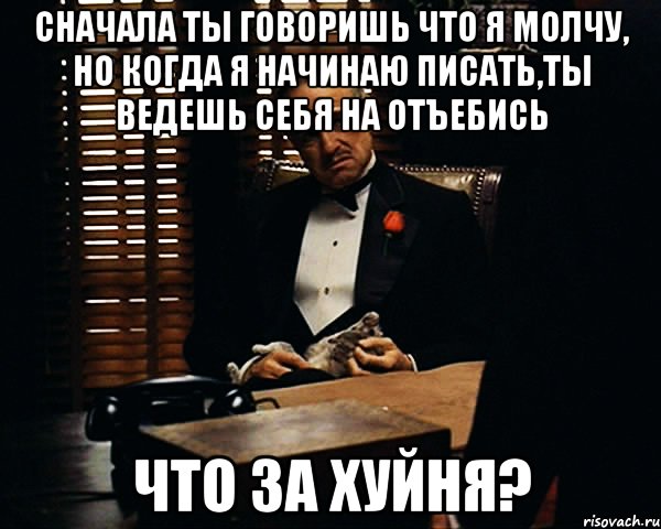 Сначала ты говоришь что я молчу, но когда я начинаю писать,ты ведешь себя на отъебись Что за хуйня?, Мем Дон Вито Корлеоне