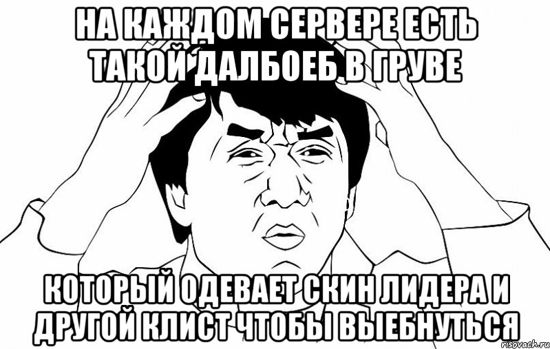 На каждом сервере есть такой далбоеб в груве Который одевает скин лидера и другой клист чтобы выебнуться