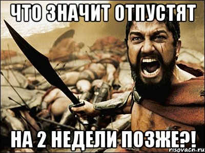 ЧТО ЗНАЧИТ ОТПУСТЯТ НА 2 НЕДЕЛИ ПОЗЖЕ?!, Мем Это Спарта