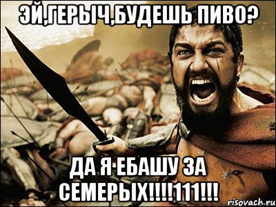 Эй,Герыч,будешь пиво? Да я ЕБАШУ за семерых!!!!111!!!, Мем Это Спарта