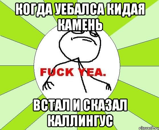 когда уебалса кидая камень встал и сказал каллингус, Мем фак е