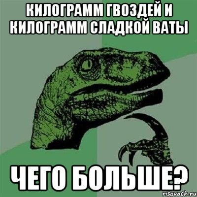 Килограмм гвоздей и килограмм сладкой ваты Чего больше?, Мем Филосораптор