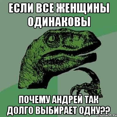 Если все женщины одинаковы почему Андрей так долго выбирает одну??, Мем Филосораптор