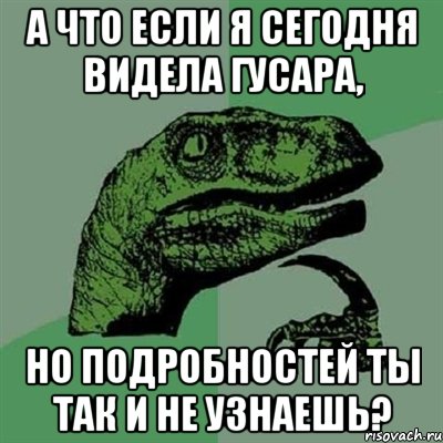 А что если я сегодня видела гусара, но подробностей ты так и не узнаешь?, Мем Филосораптор