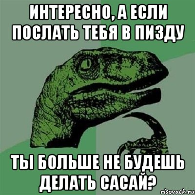 Интересно, а если послать тебя в пизду ты больше не будешь делать сасай?, Мем Филосораптор