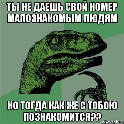 Ты не даешь свой номер малознакомым людям Но тогда как же с тобою познакомится??, Мем Филосораптор