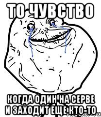 то чувство когда один на серве и заходит еще кто-то, Мем Forever Alone