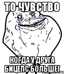 то чувство когда у друга бицепс больше(, Мем Forever Alone