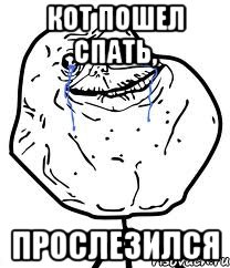 кот пошел спать, прослезился, Мем Forever Alone