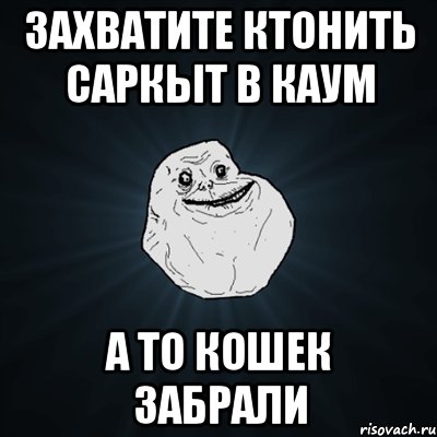 Захватите ктонить саркыт в каум А то кошек забрали, Мем Forever Alone