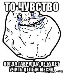 то чувство когда гаврюша не будет учить целый месяц, Мем Forever Alone