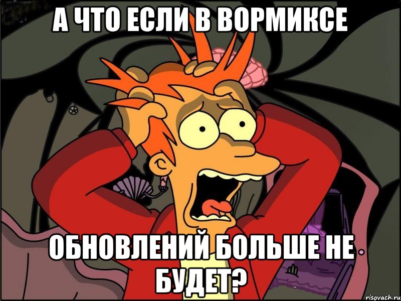 А ЧТО ЕСЛИ В ВОРМИКСЕ ОБНОВЛЕНИЙ БОЛЬШЕ НЕ БУДЕТ?, Мем Фрай в панике