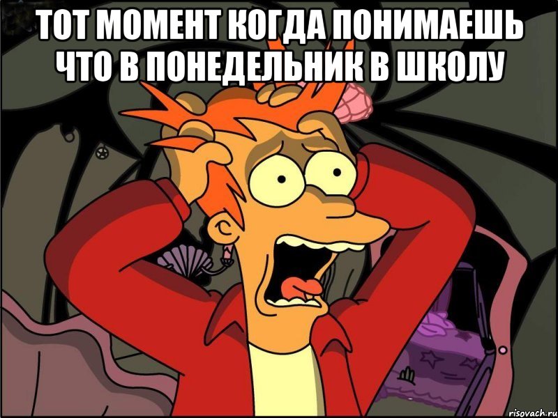 тот момент когда понимаешь что в понедельник в школу , Мем Фрай в панике