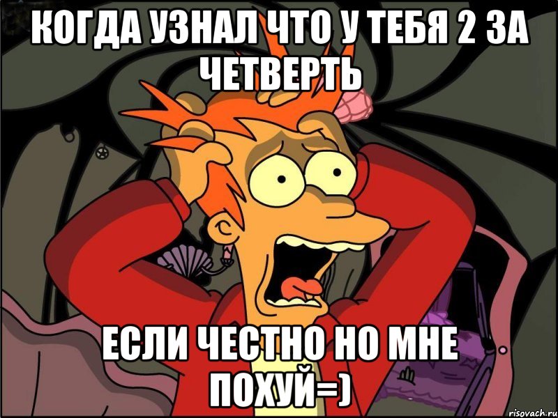 когда узнал что у тебя 2 за четверть если честно но мне похуй=), Мем Фрай в панике