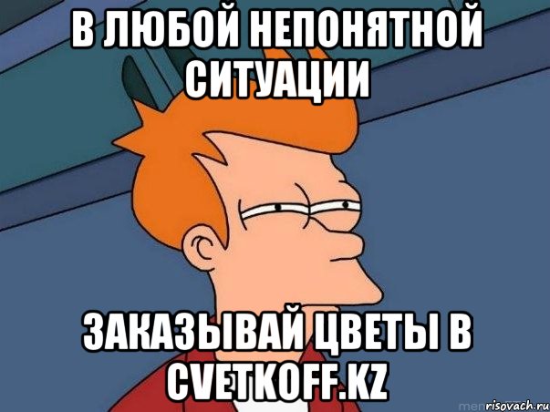 В ЛЮБОЙ НЕПОНЯТНОЙ СИТУАЦИИ ЗАКАЗЫВАЙ ЦВЕТЫ В CVETKOFF.KZ, Мем  Фрай (мне кажется или)