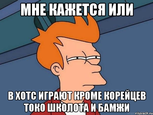мне кажется или в хотс играют кроме корейцев токо школота и бамжи, Мем  Фрай (мне кажется или)
