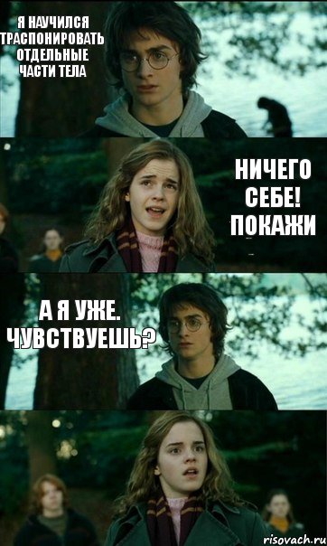 Я научился траспонировать отдельные части тела Ничего себе! Покажи Ничего себе! Покажи А я уже. Чувствуешь?, Комикс Разговор Гарри с Гермионой