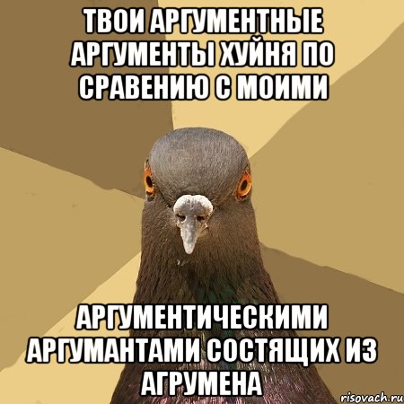 твои аргументные аргументы хуйня по сравению с моими аргументическими аргумантами состящих из агрумена, Мем голубь