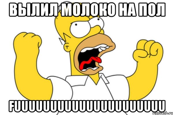 вылил молоко на пол FUUUUUUUUUUUUUUUUUUUUU, Мем Разъяренный Гомер