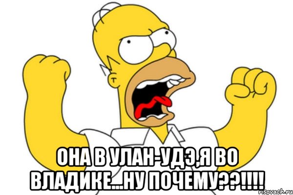  Она в Улан-Удэ,Я во Владике...Ну почему??!!!!, Мем Разъяренный Гомер