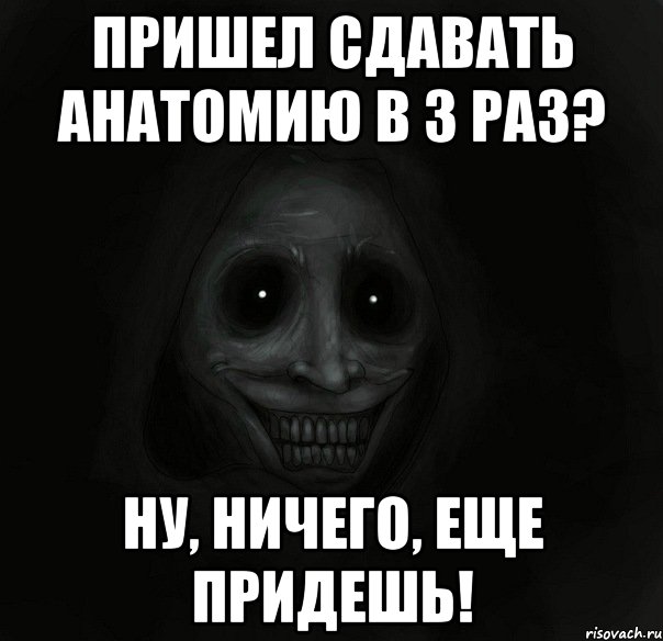 Пришел сдавать анатомию в 3 раз? Ну, ничего, еще придешь!, Мем Ночной гость