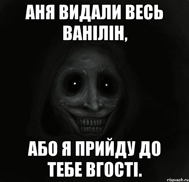 АНЯ ВИДАЛИ ВЕСЬ ВАНІЛІН, АБО Я ПРИЙДУ ДО ТЕБЕ ВГОСТІ., Мем Ночной гость