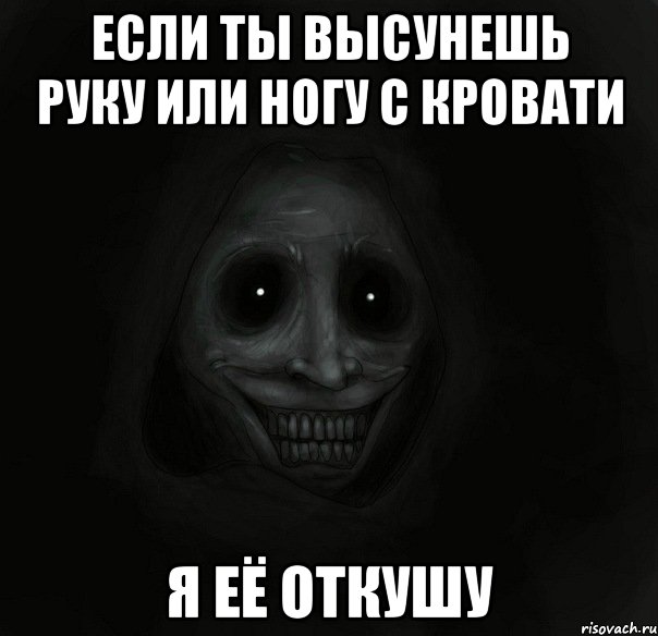 Если ты высунешь руку или ногу с кровати я её откушу, Мем Ночной гость