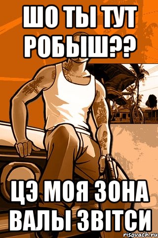 Шо ты тут робыш?? Цэ моя зона валы звітси, Мем GTA