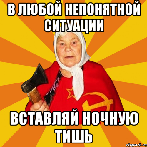 В ЛЮБОЙ НЕПОНЯТНОЙ СИТУАЦИИ ВСТАВЛЯЙ НОЧНУЮ ТИШЬ