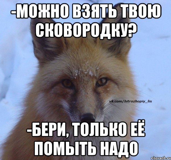 -Можно взять твою сковородку? -Бери, только её помыть надо