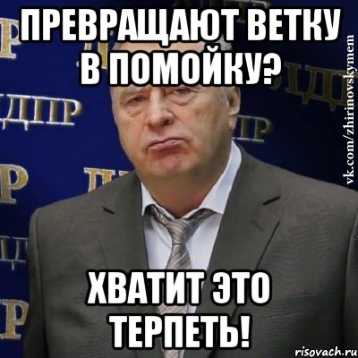 Превращают ветку в помойку? Хватит это терпеть!, Мем Хватит это терпеть (Жириновский)