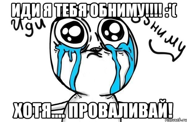 Иди я тебя обниму!!!! :'( Хотя.... Проваливай!, Мем Иди обниму