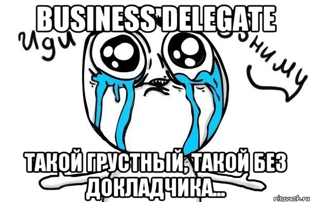 Business Delegate Такой грустный, такой без докладчика..., Мем Иди обниму