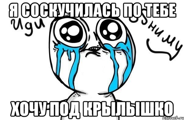 Я соскучилась по тебе Хочу под крылышко, Мем Иди обниму