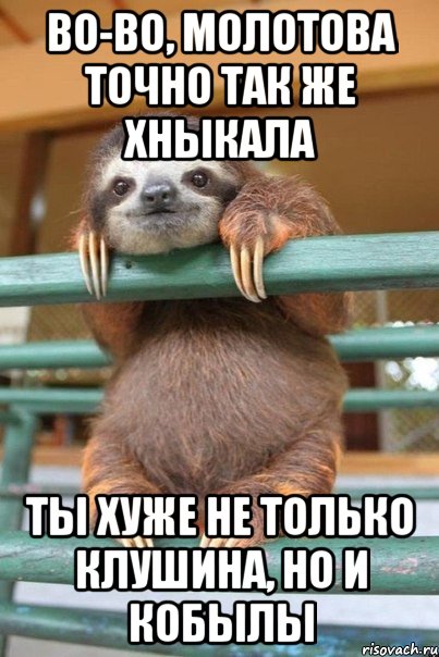 Во-во, Молотова точно так же хныкала Ты хуже не только Клушина, но и кобылы
