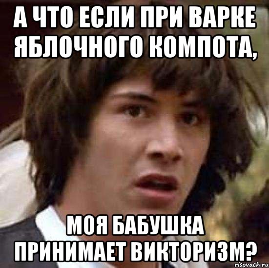 А что если при варке яблочного компота, моя бабушка принимает викторизм?, Мем А что если (Киану Ривз)