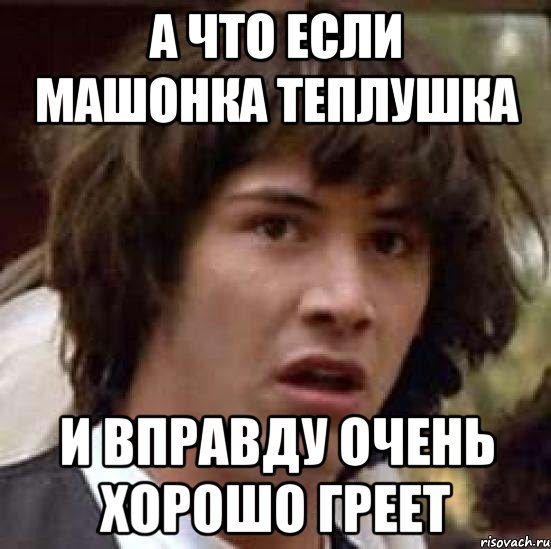 а что если машонка теплушка и вправду очень хорошо греет, Мем А что если (Киану Ривз)