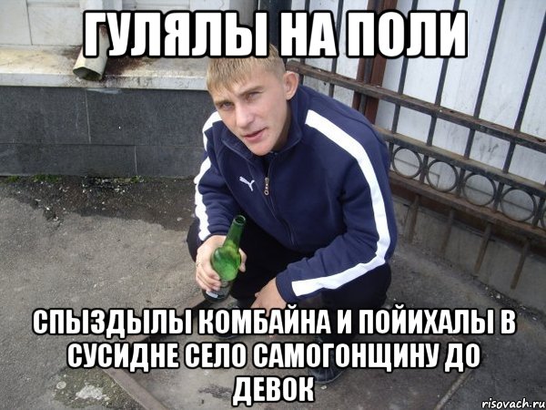 гулялы на поли спыздылы комбайна и пойихалы в сусидне село самогонщину до девок
