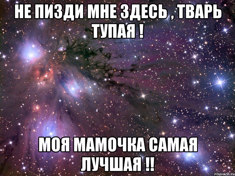 Не пизди мне здесь , тварь тупая ! Моя мамочка самая лучшая !!, Мем Космос