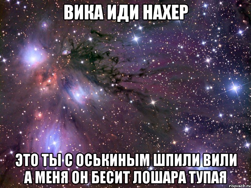 Вика иди нахер это ты с оськиным шпили вили а меня он бесит лошара тупая
