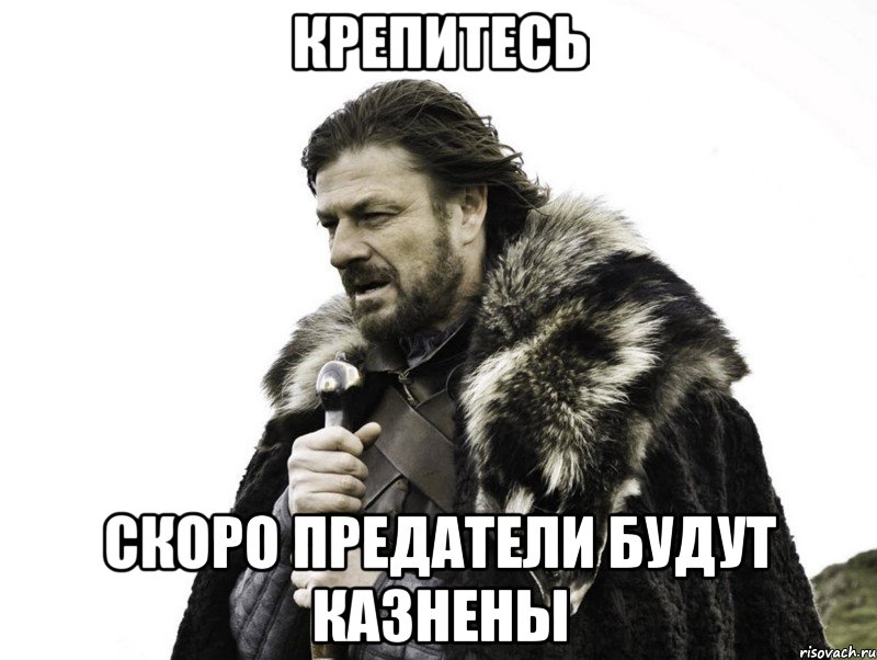 Крепитесь скоро предатели будут казнены, Мем Зима близко крепитесь (Нед Старк)