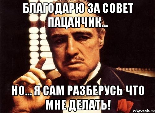 благодарю за совет пацанчик... но... я сам разберусь что мне делать!, Мем крестный отец