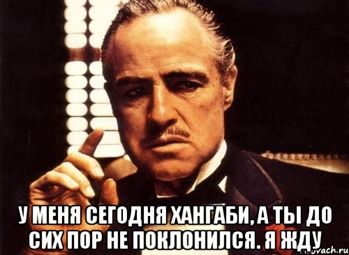  у меня сегодня хангаби, а ты до сих пор не поклонился. Я жду, Мем крестный отец