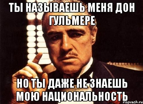 ты называешь меня дон гульмере но ты даже не знаешь мою национальность, Мем крестный отец