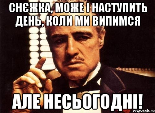 Снєжка, може і наступить день, коли ми випимся Але несьогодні!, Мем крестный отец