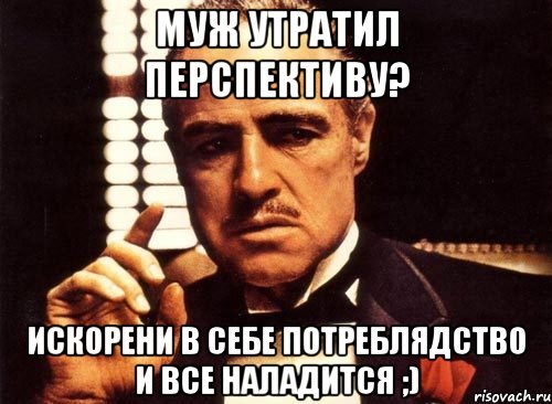 Муж утратил перспективу? Искорени в себе потреблядство и все наладится ;), Мем крестный отец